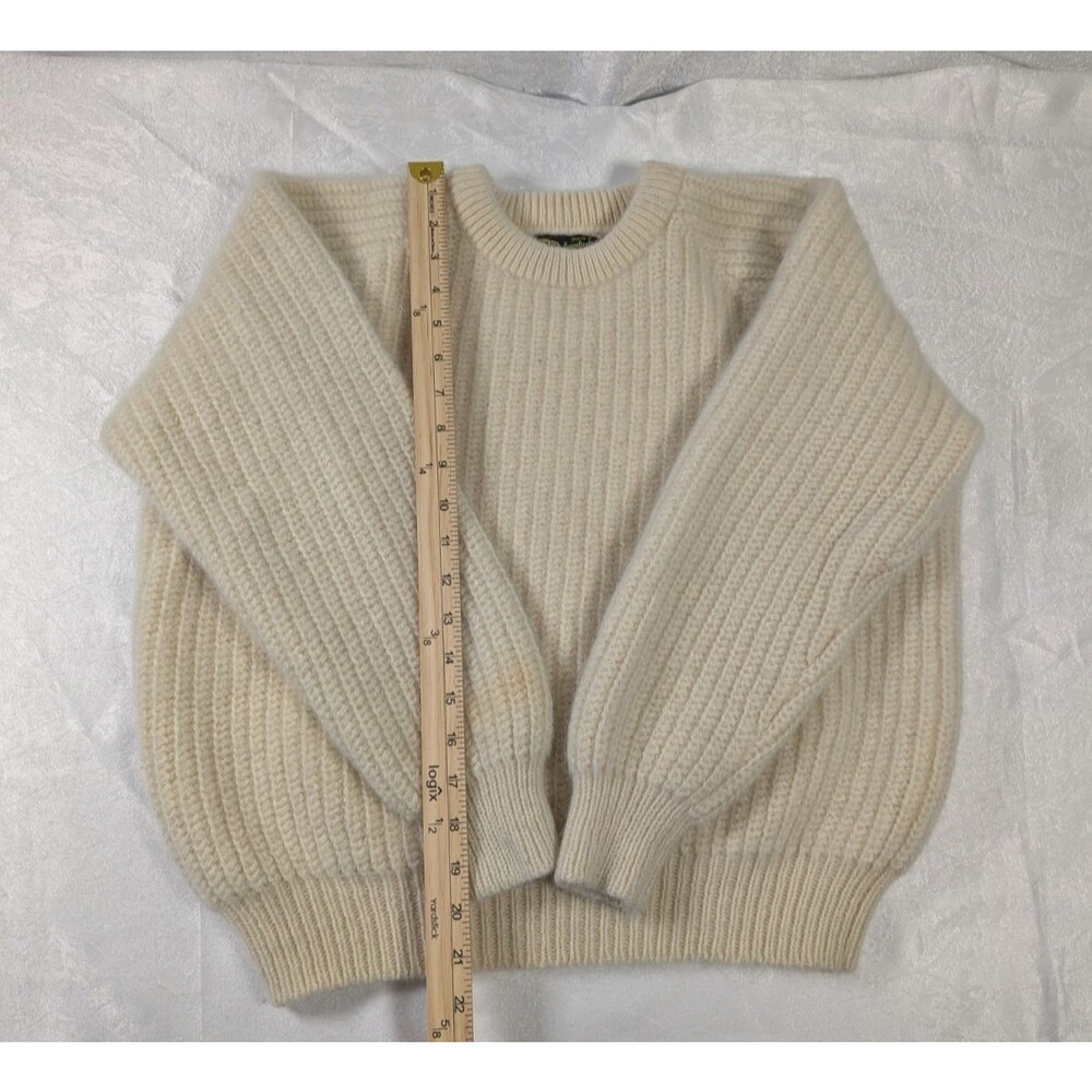 Vintage Jumbuk Wools Australia Pure New Wool Sweater M Cream Rib Knit - Picture 4 of 9